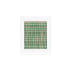 Retro Picnic Plaid Painted Pattern in Bright Green and Pink Art Print Gallery Image 1