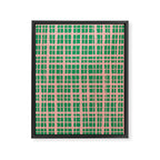 Retro Picnic Plaid Painted Pattern in Bright Green and Pink Framed Canvas Print Gallery Image 8