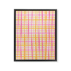 Retro Picnic Plaid Painted Stripe Pattern Pink Yellow Cream Framed Canvas Print Gallery Image 8