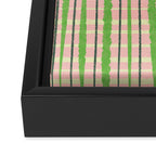Retro Picnic Plaid Pattern in Light Green and Pink Framed Canvas Print Gallery Image 3