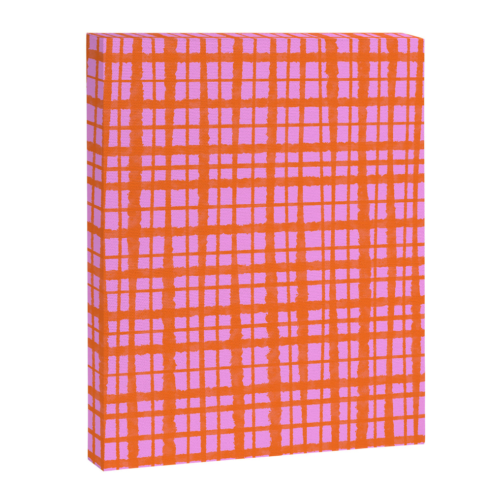 Retro Picnic Plaid Pattern Pink Orange Canvas Print Gallery Image 8