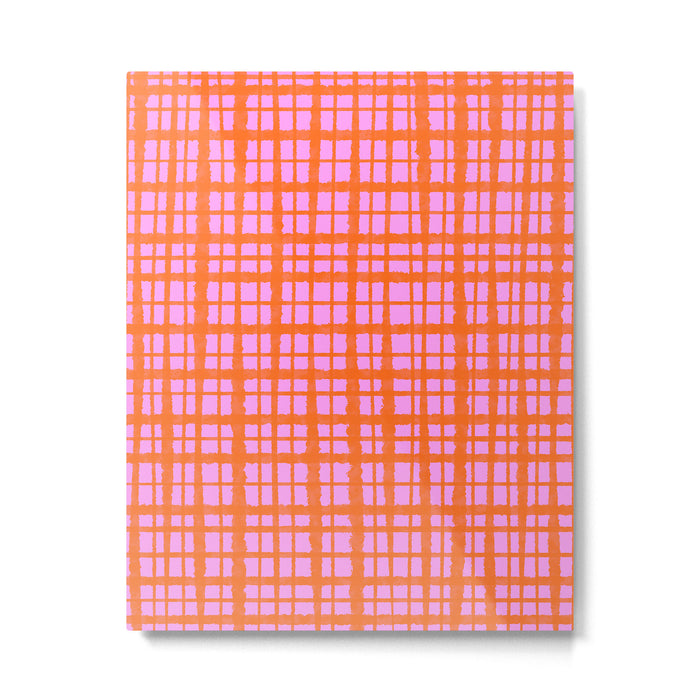Retro Picnic Plaid Pattern Pink Orange Metal Print Gallery Image 1