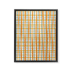 Retro Picnic Plaid Stripes - Watercolor Striped Pattern in Ochre, Mustard, Blue, and Cream Framed Canvas Print Gallery Image 8