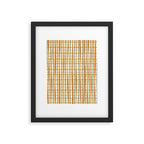 Retro Picnic Plaid Stripes - Watercolor Striped Pattern in Ochre, Mustard, Blue, and Cream Framed Art Print Gallery Image 6