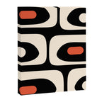 Retro Piquet Mid Century Modern Abstract Pattern in Black, Orange, and Almond Cream Canvas Print Gallery Image 8