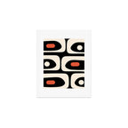 Retro Piquet Mid Century Modern Abstract Pattern in Black, Orange, and Almond Cream Art Print Gallery Image 1