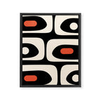 Retro Piquet Mid Century Modern Abstract Pattern in Black, Orange, and Almond Cream Framed Canvas Print Gallery Image 8