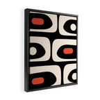 Retro Piquet Mid Century Modern Abstract Pattern in Black, Orange, and Almond Cream Framed Canvas Print Gallery Image 2