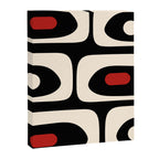 Retro Piquet Mid Century Modern Abstract Pattern in Black, Red, and Almond Cream Canvas Print Gallery Image 8