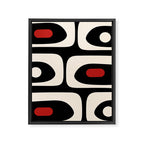 Retro Piquet Mid Century Modern Abstract Pattern in Black, Red, and Almond Cream Framed Canvas Print Gallery Image 8