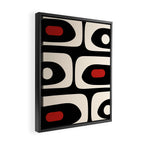 Retro Piquet Mid Century Modern Abstract Pattern in Black, Red, and Almond Cream Framed Canvas Print Gallery Image 2