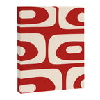 Retro Piquet Mid Century Modern Abstract Pattern in Red and Almond Cream Canvas Print Gallery Image 8