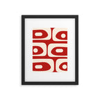 Retro Piquet Mid Century Modern Abstract Pattern in Red and Almond Cream Framed Art Print Gallery Image 6