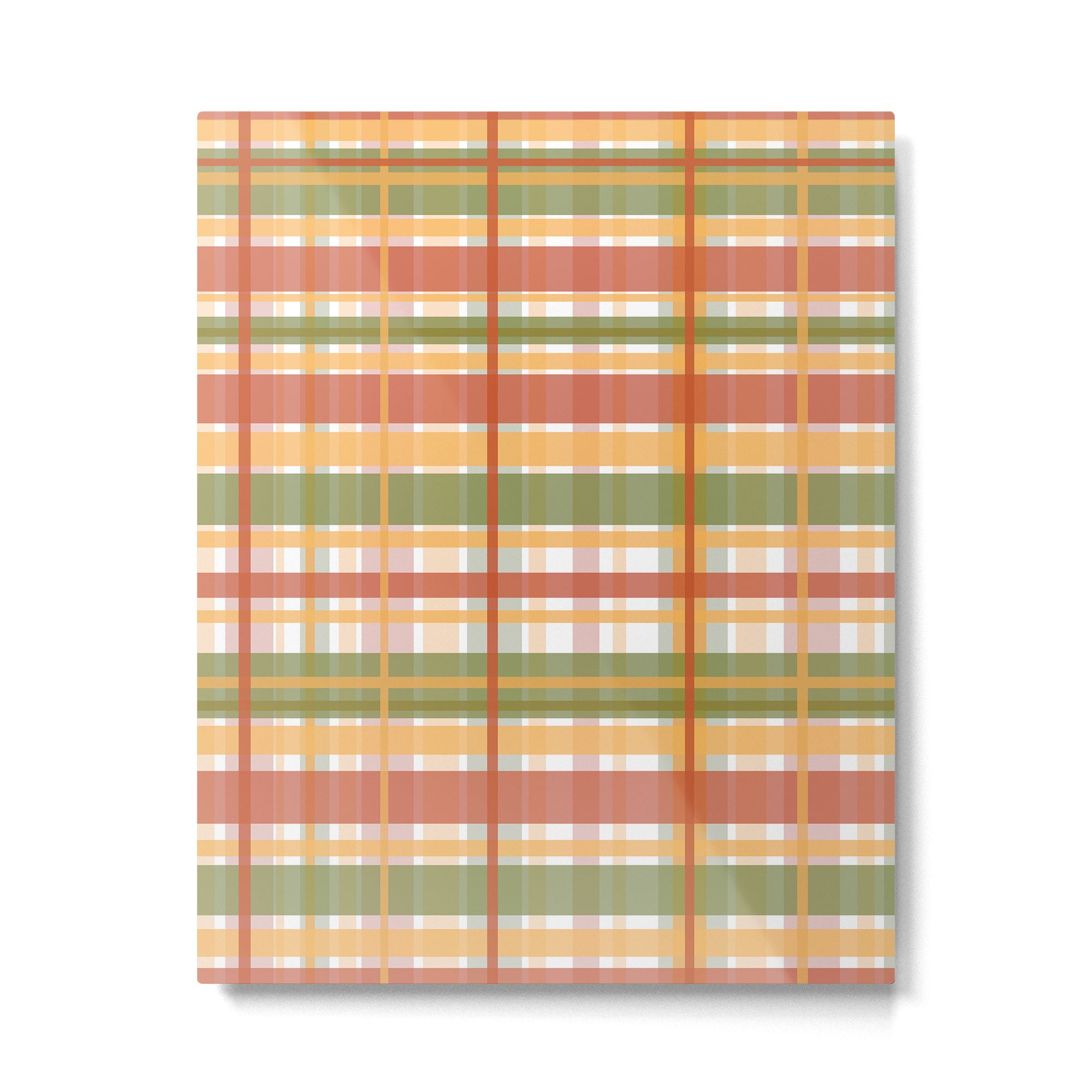 Retro Plaid - Mid Century Modern 50s 60s 70s Pattern in Green, Orange, Yellow, and White Metal Print Gallery Image 6