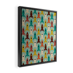 Retro Rockets - Midcentury Modern Atomic Age Aerospace Pattern in Teal, Orange, Mustard, and Celadon Framed Canvas Print Gallery Image 2