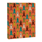 Retro Rockets - Midcentury Modern Rocket Pattern in Mid Mod Teal, Red, Olive, Mustard, and Beige on Bright Orange Canvas Print Gallery Image 8