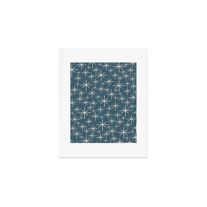 Retro Space - Midcentury Modern Starburst Pattern in Pale Blush and Deep Teal Art Print Gallery Image 1