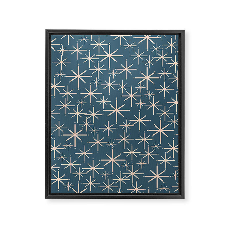 Retro Space - Midcentury Modern Starburst Pattern in Pale Blush and Deep Teal Framed Canvas Print Gallery Image 8
