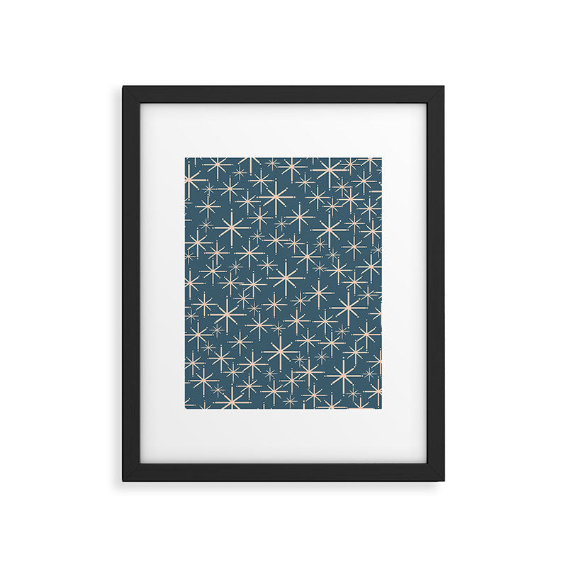 Retro Space - Midcentury Modern Starburst Pattern in Pale Blush and Deep Teal Framed Art Print Gallery Image 6