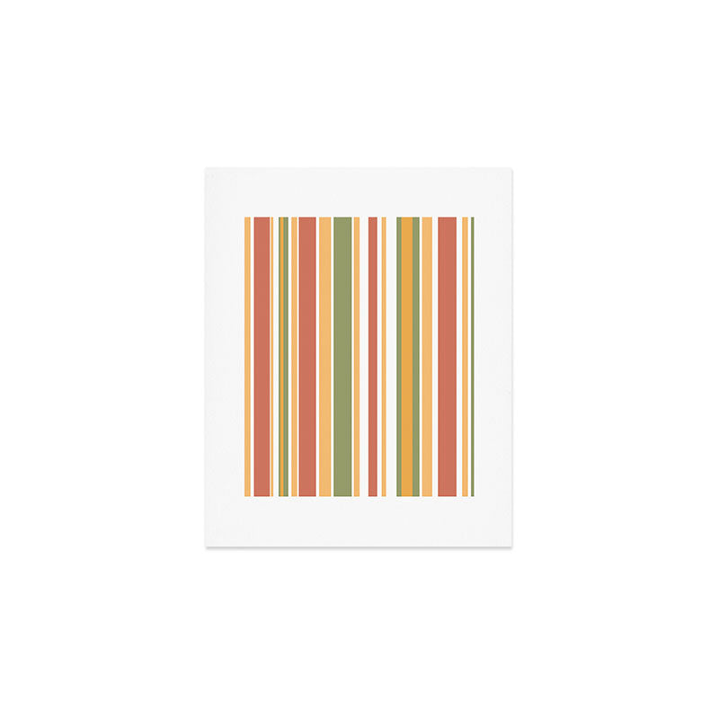 Retro Stripes 2 - Mid Century Modern 50s 60s 70s Pattern in Green, Orange, Yellow, and White Art Print Gallery Image 1