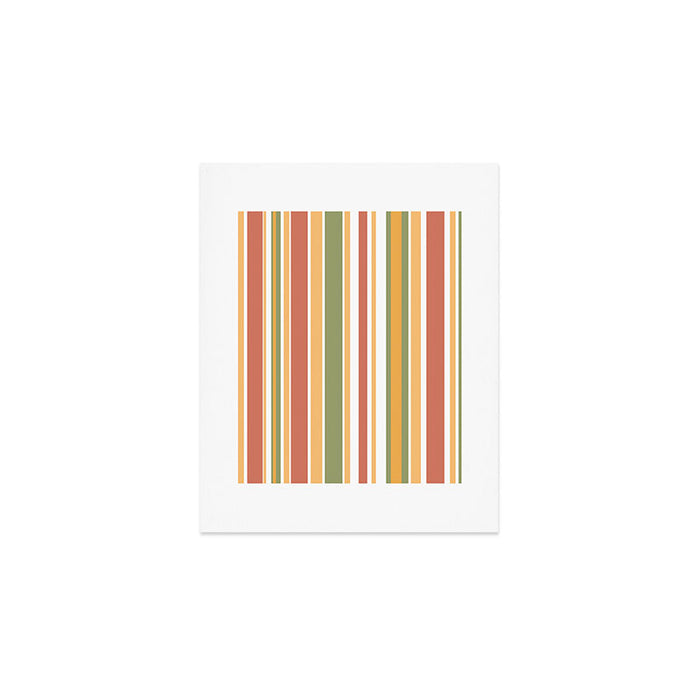 Retro Stripes 2 - Mid Century Modern 50s 60s 70s Pattern in Green, Orange, Yellow, and White Art Print Gallery Image 1