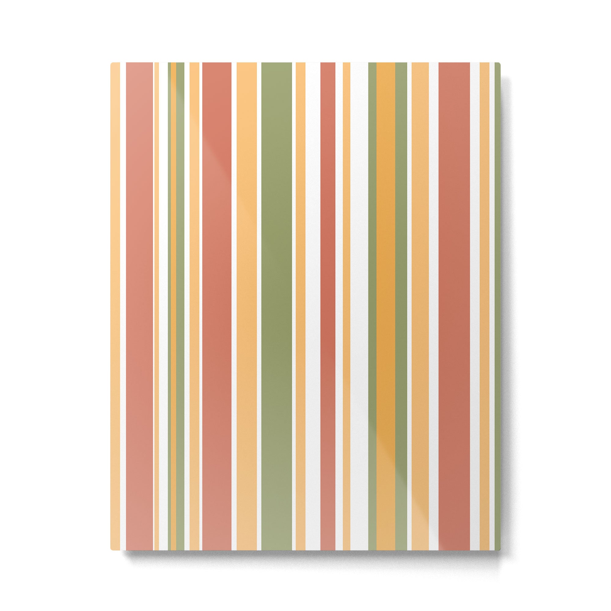 Retro Stripes 2 - Mid Century Modern 50s 60s 70s Pattern in Green, Orange, Yellow, and White Metal Print Gallery Image 6
