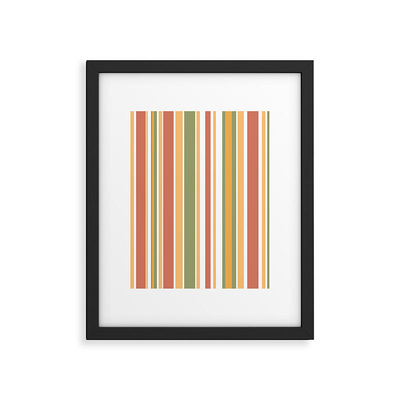 Retro Stripes 2 - Mid Century Modern 50s 60s 70s Pattern in Green, Orange, Yellow, and White Framed Art Print Gallery Image 6