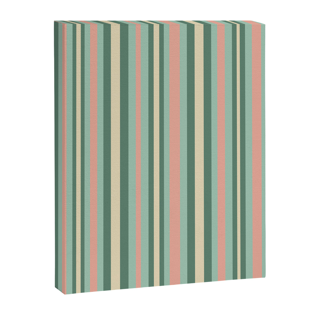 Retro Stripes in Mint Green, Pale Blush, and Cream - Vertical Stripe Pattern Canvas Print Gallery Image 8