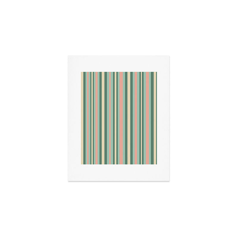 Retro Stripes in Mint Green, Pale Blush, and Cream - Vertical Stripe Pattern Art Print Gallery Image 1
