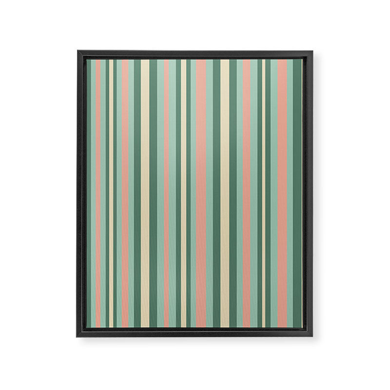 Retro Stripes in Mint Green, Pale Blush, and Cream - Vertical Stripe Pattern Framed Canvas Print Gallery Image 8