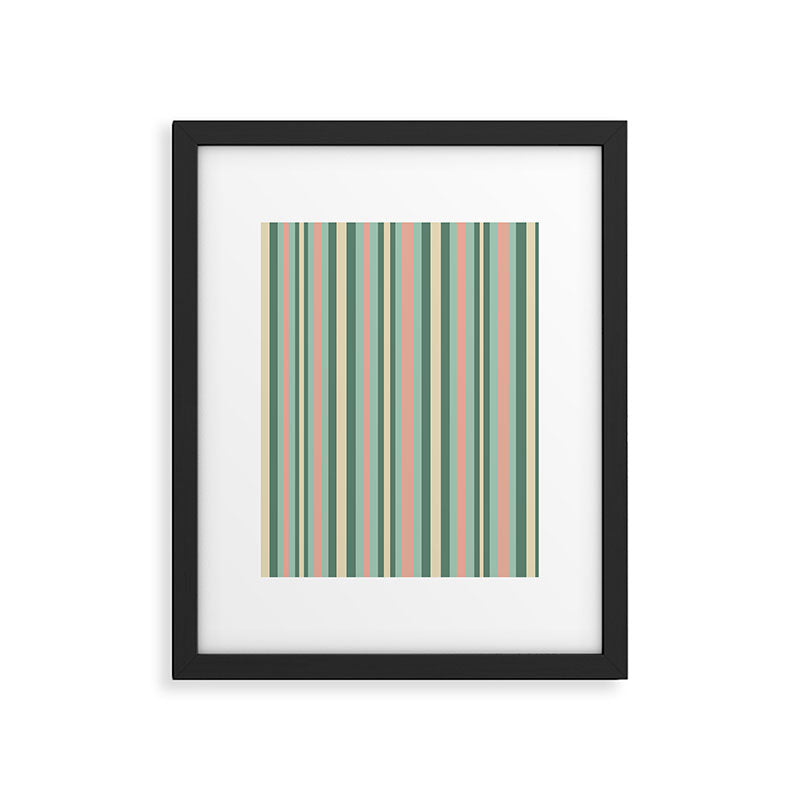 Retro Stripes in Mint Green, Pale Blush, and Cream - Vertical Stripe Pattern Framed Art Print Gallery Image 6