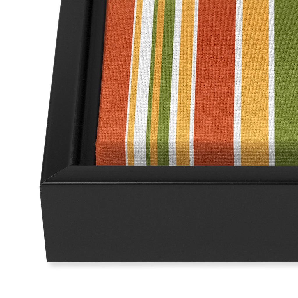 Retro Stripes - Mid Century Modern 50s 60s 70s Pattern in Green, Orange, Yellow, and White Framed Canvas Print Gallery Image 3