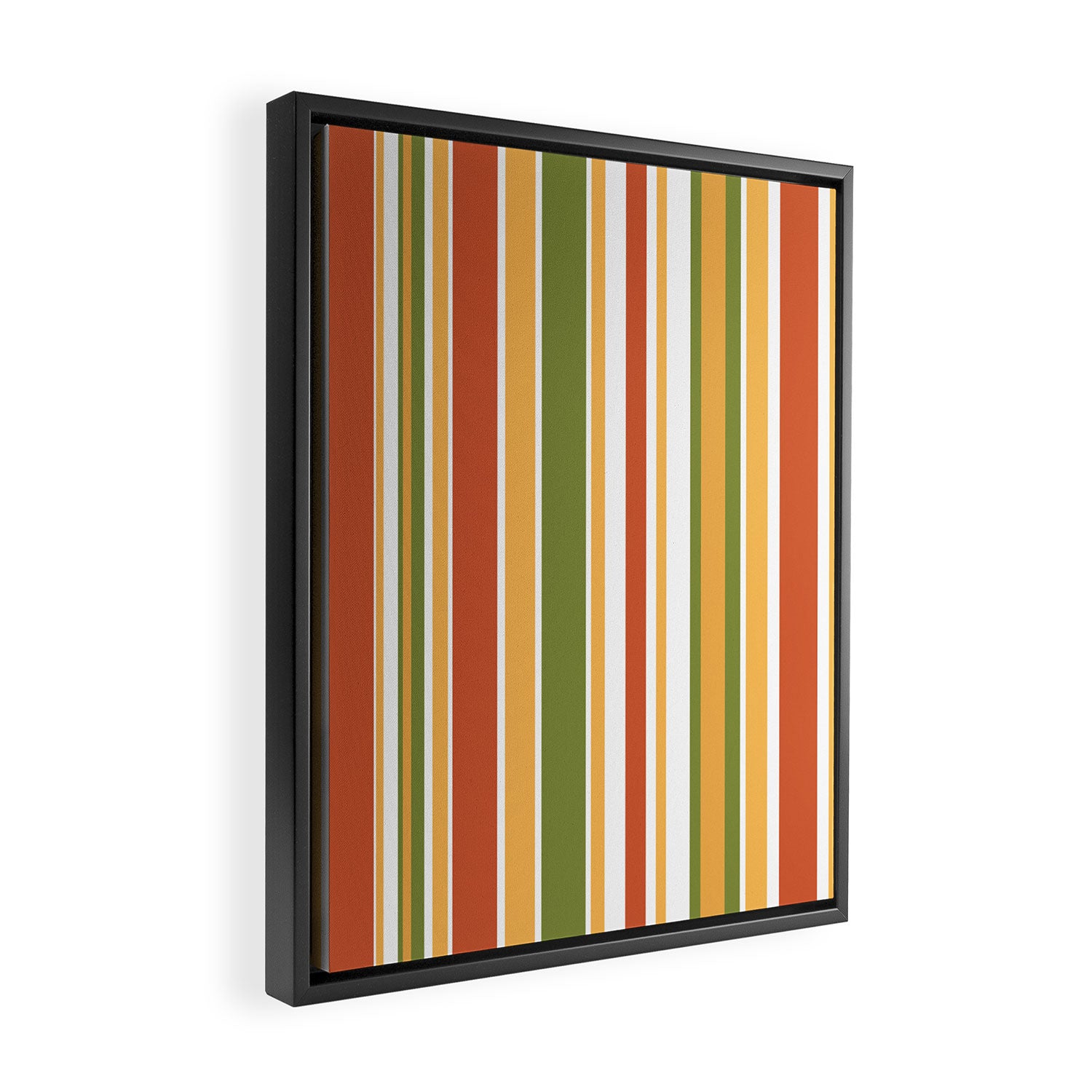 Retro Stripes - Mid Century Modern 50s 60s 70s Pattern in Green, Orange, Yellow, and White Framed Canvas Print Gallery Image 2