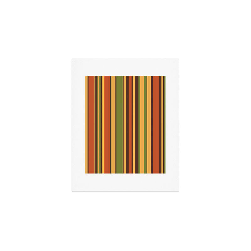 Retro Stripes - Mid Century Modern 50s 60s 70s Pattern in Green, Orange, Yellow, and Brown Art Print Gallery Image 1