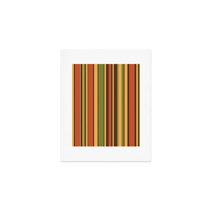 Retro Stripes - Mid Century Modern 50s 60s 70s Pattern in Green, Orange, Yellow, and Brown Art Print Gallery Image 1