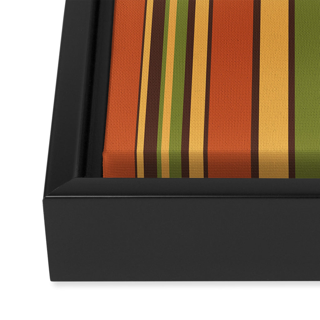 Retro Stripes - Mid Century Modern 50s 60s 70s Pattern in Green, Orange, Yellow, and Brown Framed Canvas Print Gallery Image 3