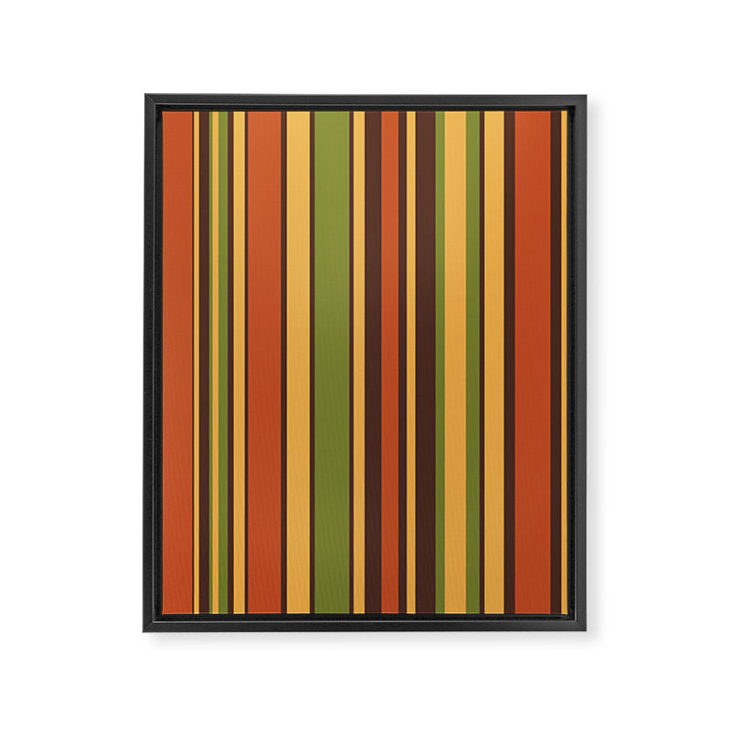 Retro Stripes - Mid Century Modern 50s 60s 70s Pattern in Green, Orange, Yellow, and Brown Framed Canvas Print Gallery Image 8