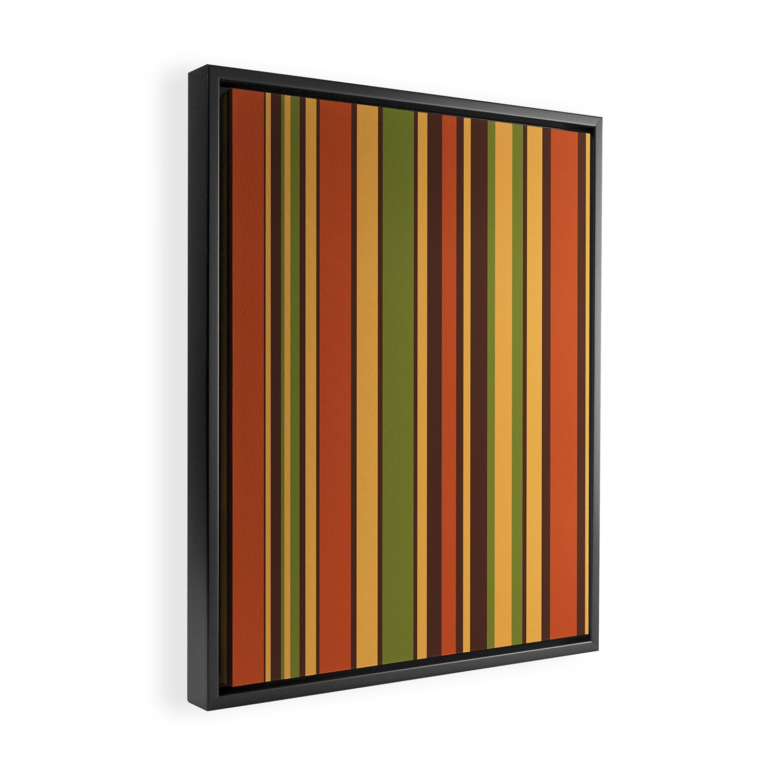 Retro Stripes - Mid Century Modern 50s 60s 70s Pattern in Green, Orange, Yellow, and Brown Framed Canvas Print Gallery Image 2