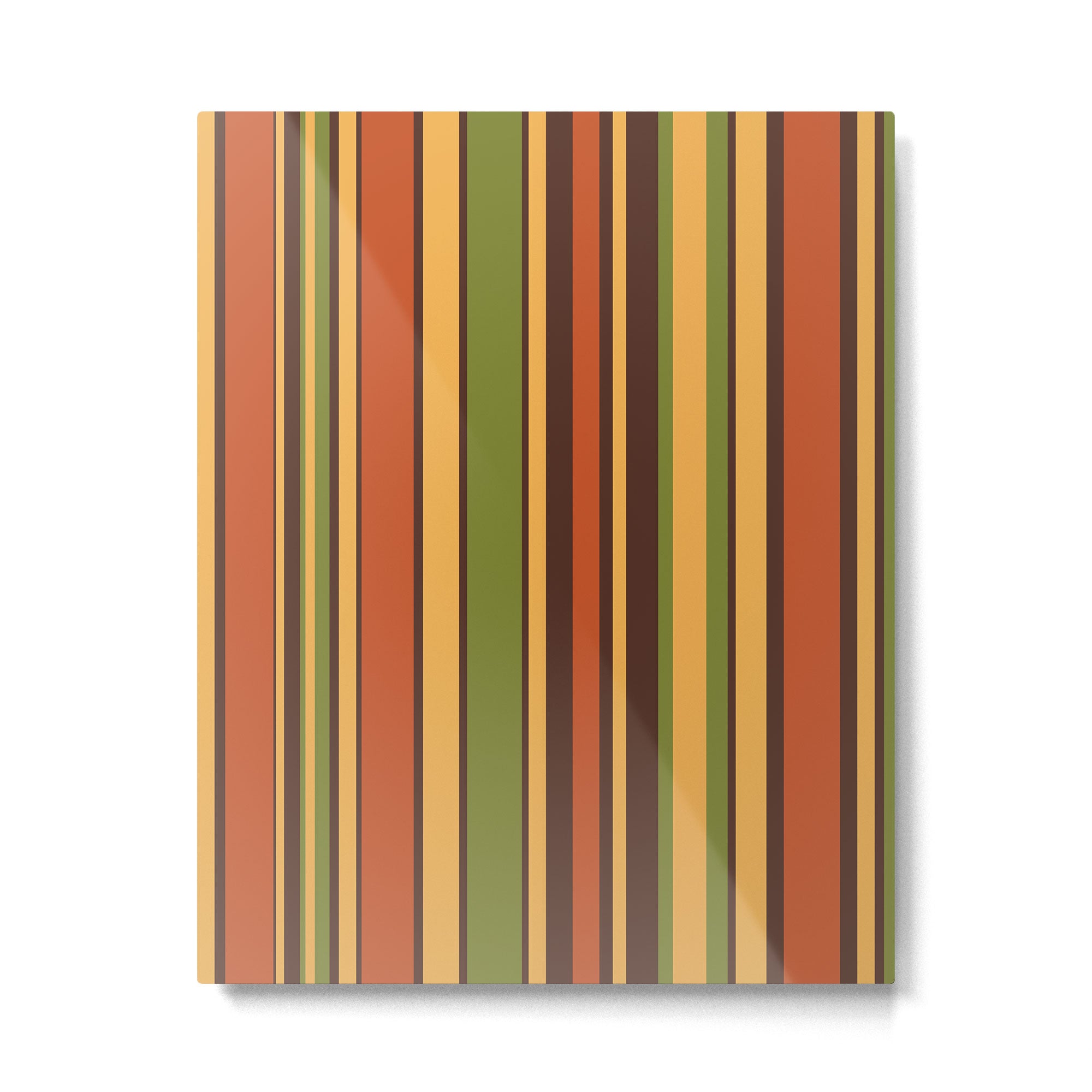 Retro Stripes - Mid Century Modern 50s 60s 70s Pattern in Green, Orange, Yellow, and Brown Metal Print Gallery Image 6