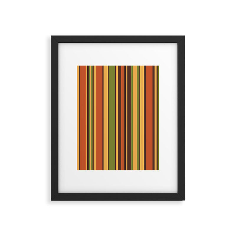 Retro Stripes - Mid Century Modern 50s 60s 70s Pattern in Green, Orange, Yellow, and Brown Framed Art Print Gallery Image 6