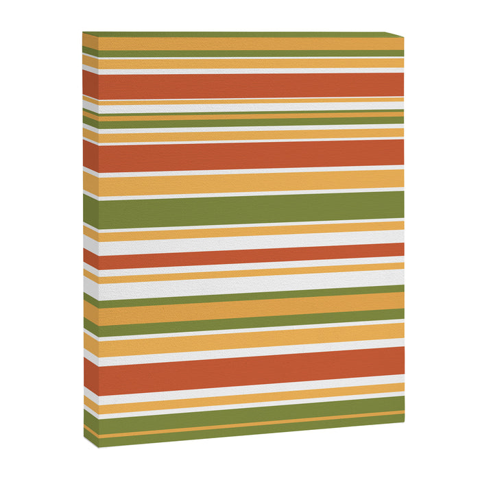 Retro Stripes Olive Green Burnt Orange Goldenrod Pattern Canvas Print Gallery Image 1