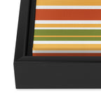 Retro Stripes Olive Green Burnt Orange Goldenrod Pattern Framed Canvas Print Gallery Image 3