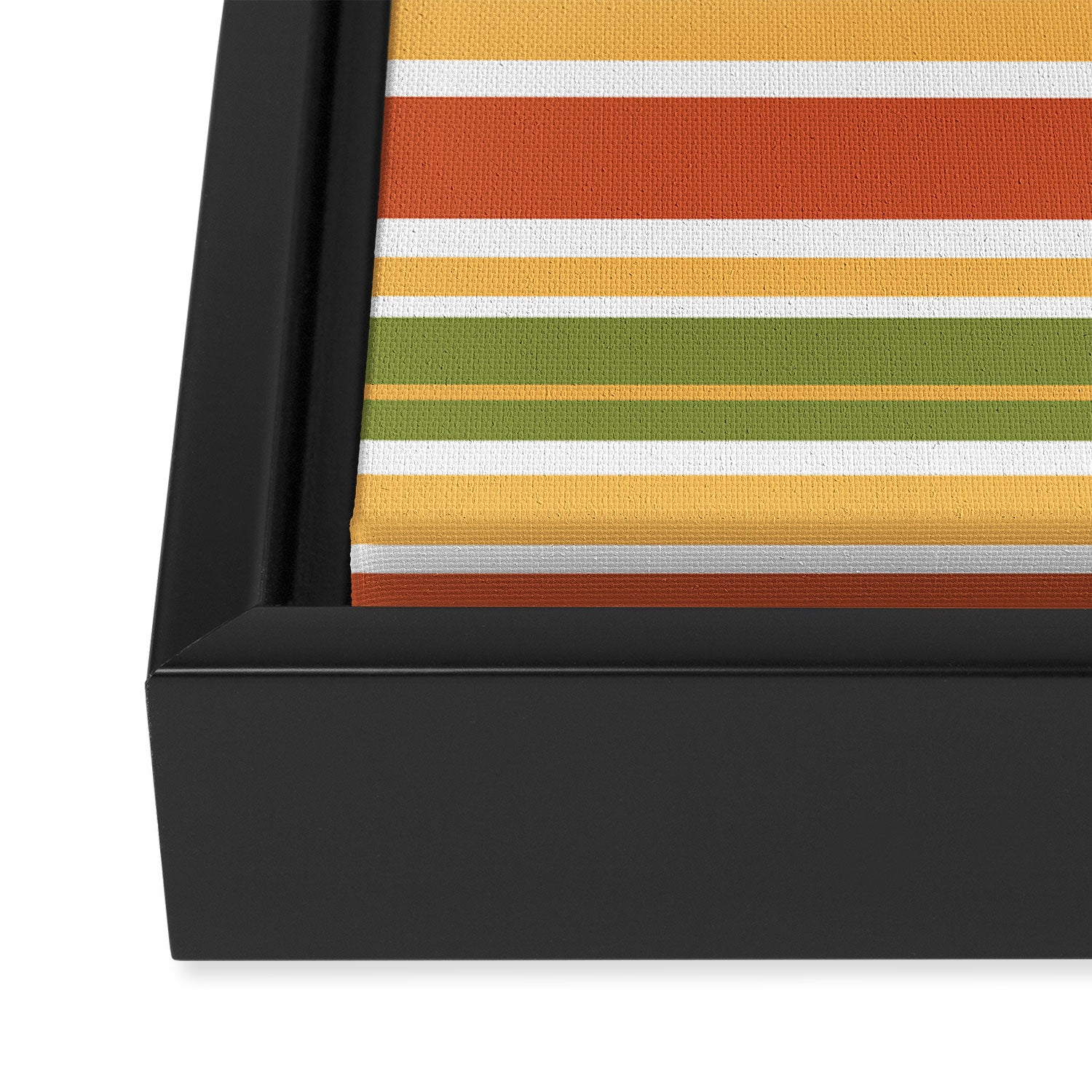 Retro Stripes Olive Green Burnt Orange Goldenrod Pattern Framed Canvas Print Gallery Image 3