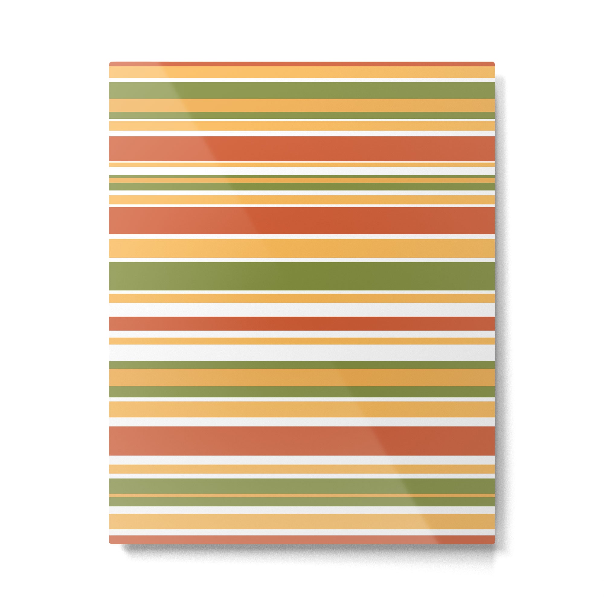 Retro Stripes Olive Green Burnt Orange Goldenrod Pattern Metal Print Gallery Image 6