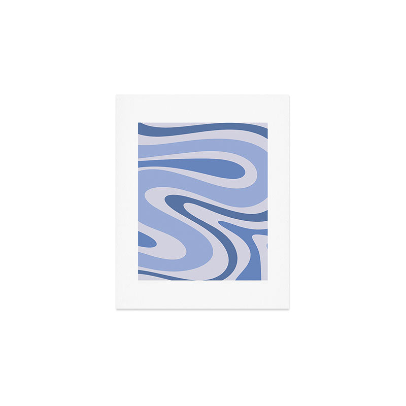 Retro Swirls Periwinkle Blue Abstract Art Print Gallery Image 1