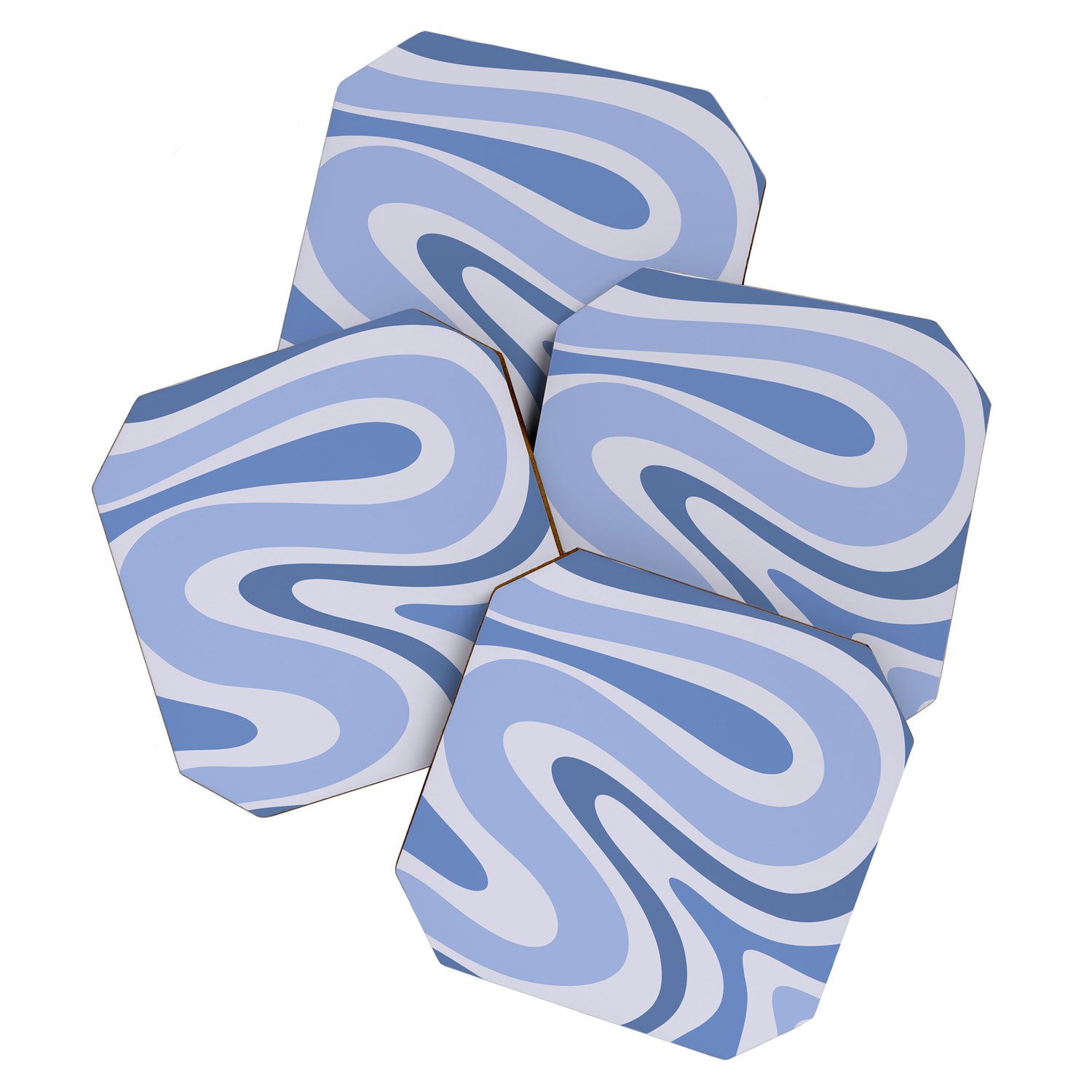 Retro Swirls Periwinkle Blue Abstract Coaster Gallery Image 1