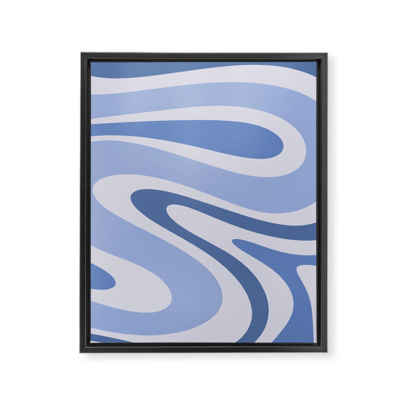 Retro Swirls Periwinkle Blue Abstract Framed Canvas Print Gallery Image 8
