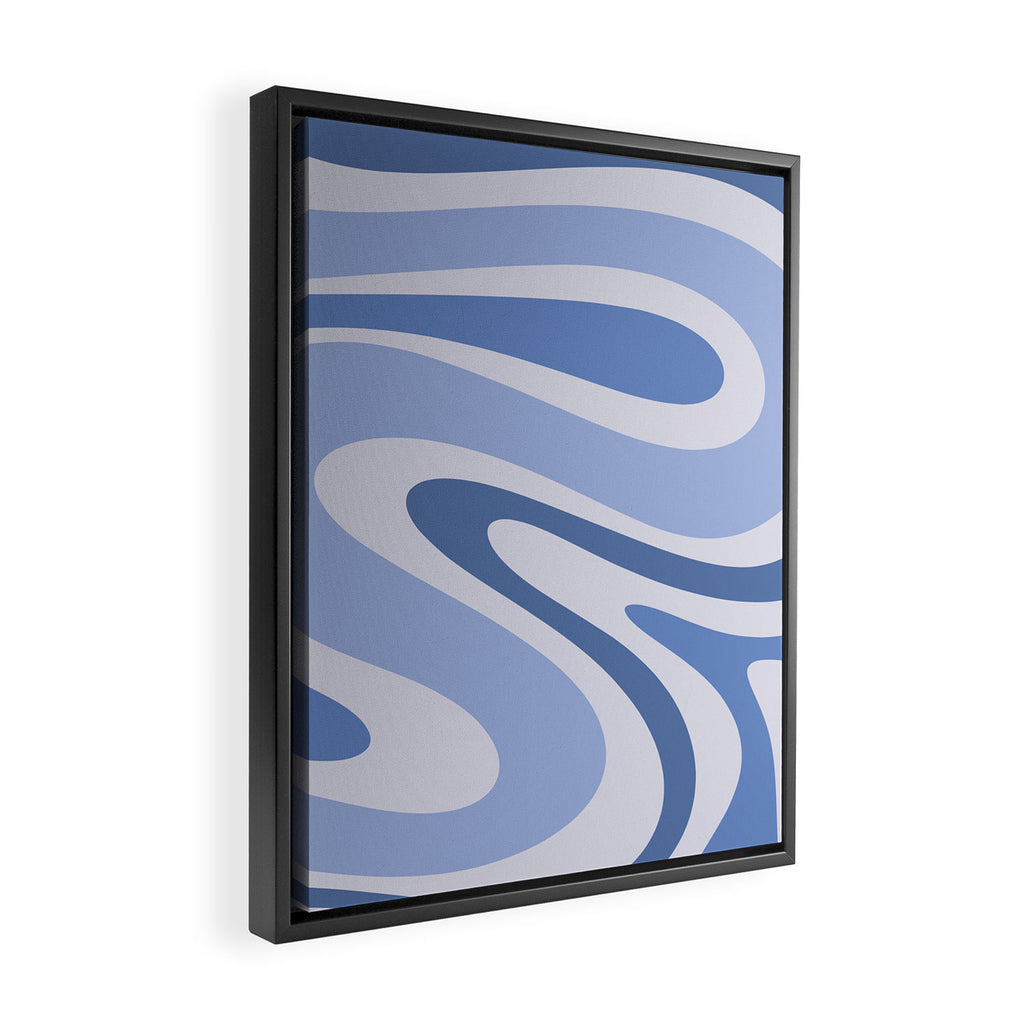 Retro Swirls Periwinkle Blue Abstract Framed Canvas Print Gallery Image 2