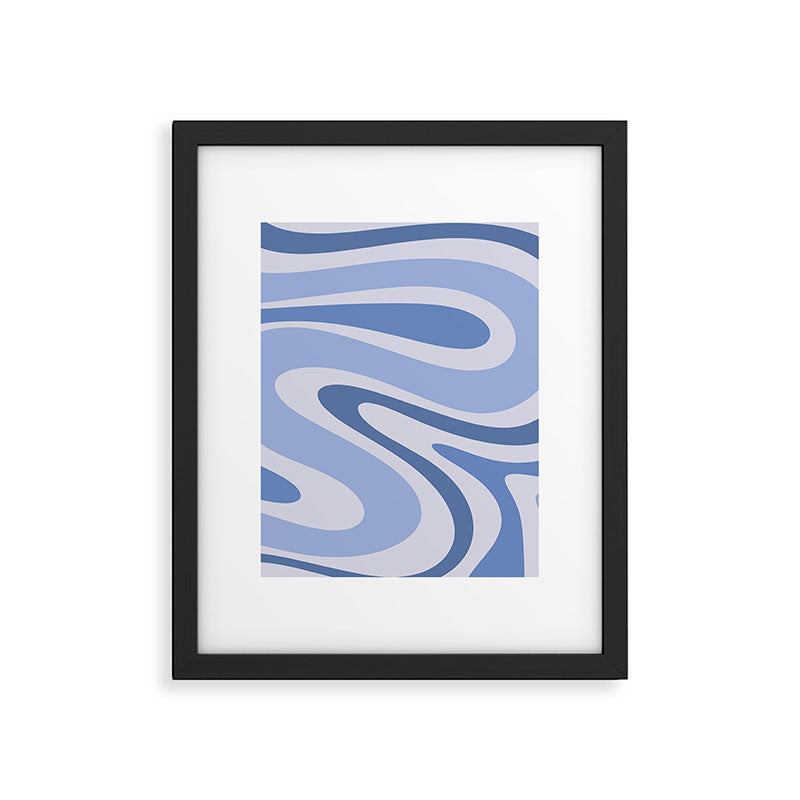 Retro Swirls Periwinkle Blue Abstract Framed Art Print Gallery Image 6