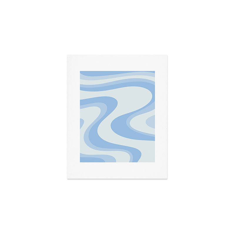 Retro Swirls Powder Blue Abstract Pattern Art Print Gallery Image 1